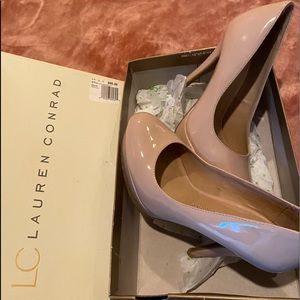 LC Lauren Conrad platform patent beige heel size 6
